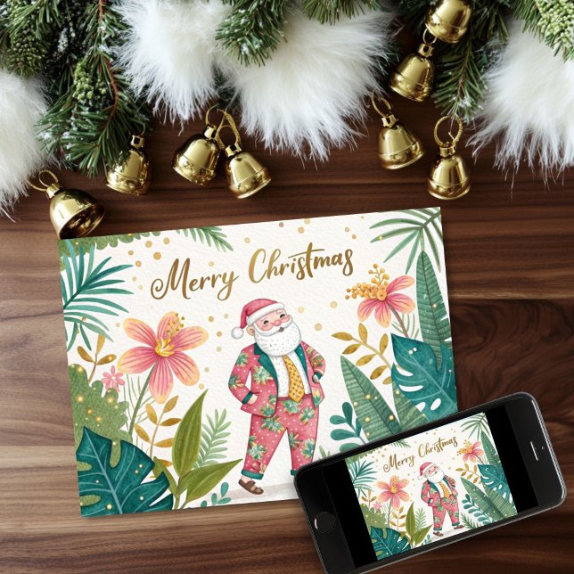 Tropical Santa in a Hat Christmas Card (Creator Uploaded)