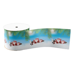 Tropical Santa ribbon Grosgrain Ribbon