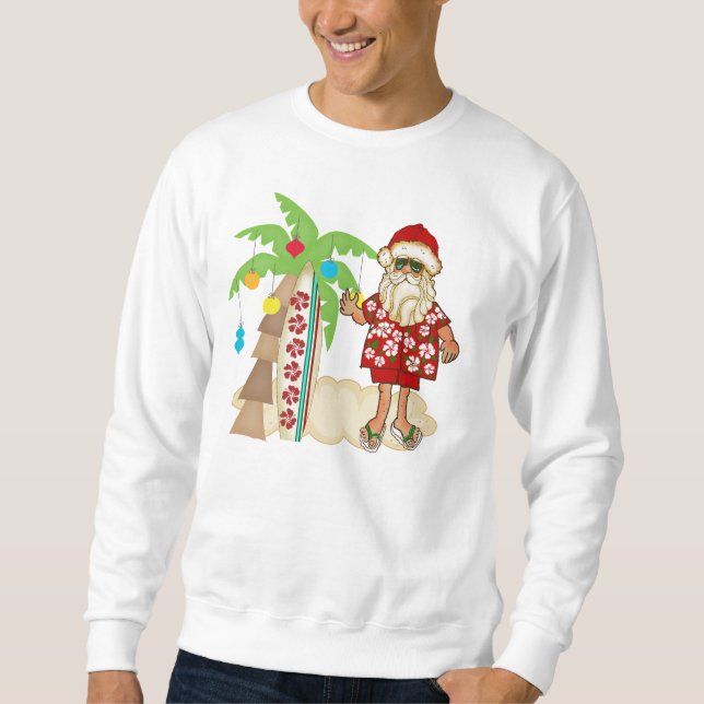 Tropical Santa Sweatshirt with Palm Tree (Front)