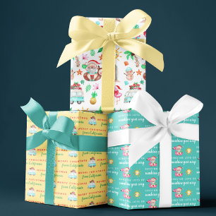 Tropical Santa Wrapping Paper Sheets