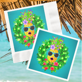 Tropical Sassy Singing Lady Pineapple  Napkin