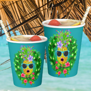 Tropical Sassy Singing Lady Pineapple  Paper Cups
