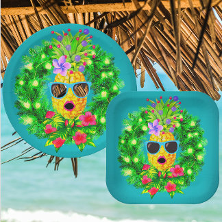 Tropical Sassy Singing Lady Pineapple  Paper Plate