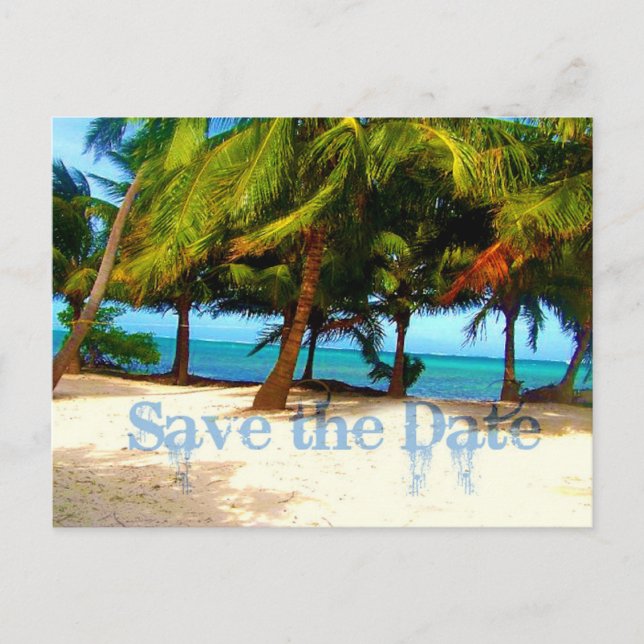 Tropical Save the Date Announcement Postcard (Front)
