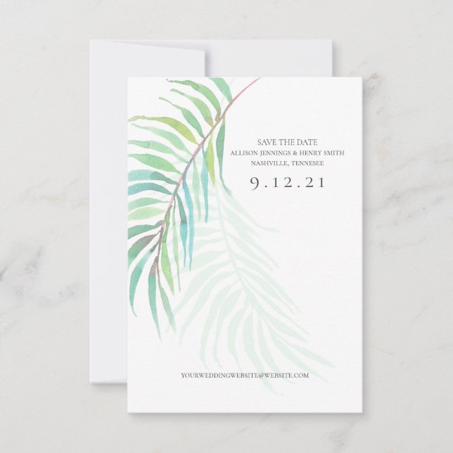 Tropical Save the Date Beach Wedding Photo Card (Front)