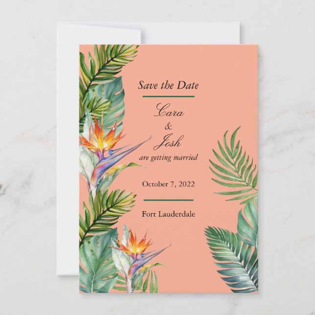 Tropical Save the Date Card (Front)
