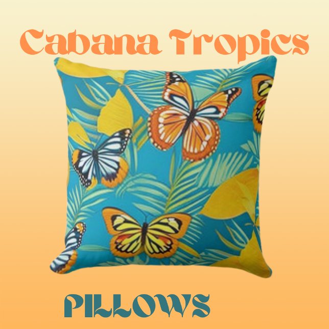 Tropical Scene Colourful Butterflies  Cushion (Creator Uploaded)