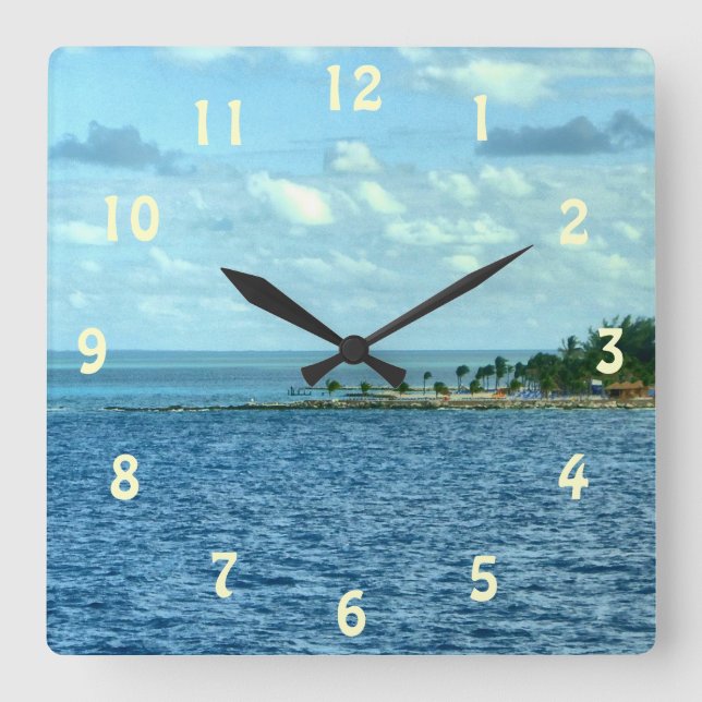 Tropical Scene Square Wall Clock (Front)