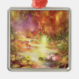 Tropical Scenery 1990 Metal Tree Decoration