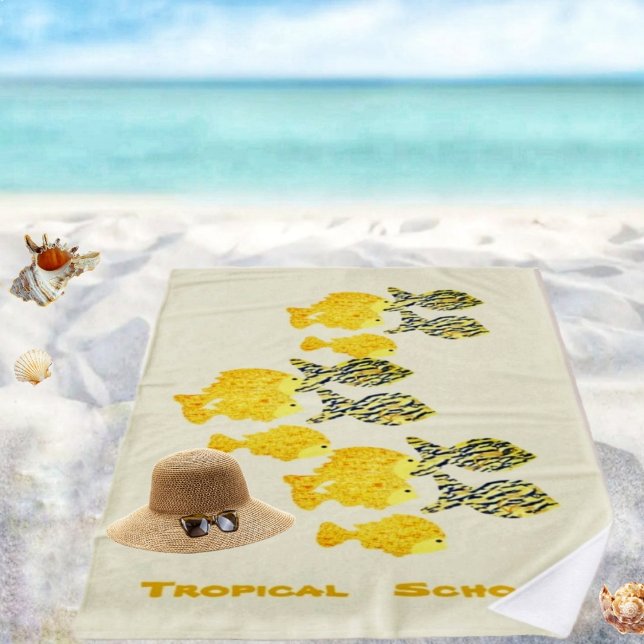 Tropical School Beach Towel (It's okay to swim with these fishes, lying on this Tropical School Beach Towel!)