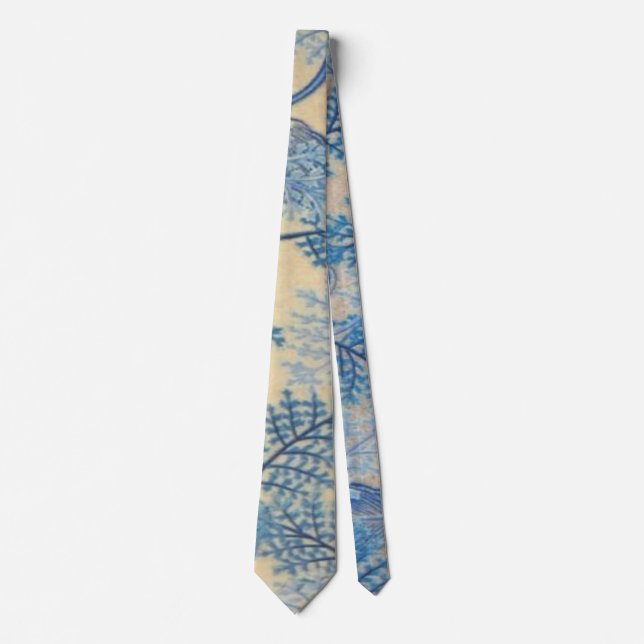 "Tropical Sea Blue Leaves" Trending Men's Neck Tie (Front)
