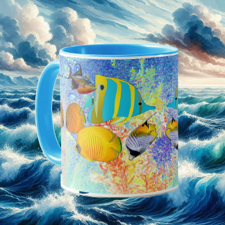 Tropical Sea Colourful Fish Coral Reef Blue Ocean Mug