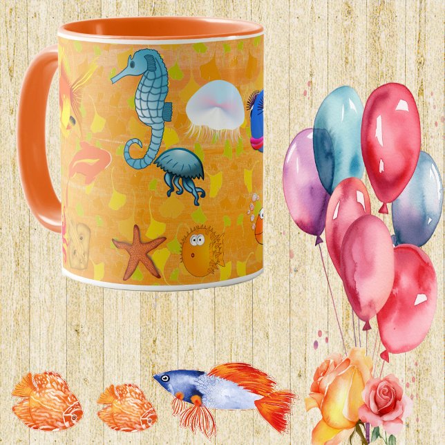  Tropical Sea Corals Ocean Marine Life Fish Orange Mug (Tropical Sea Corals Ocean Marine Life Fish Orange Mug)