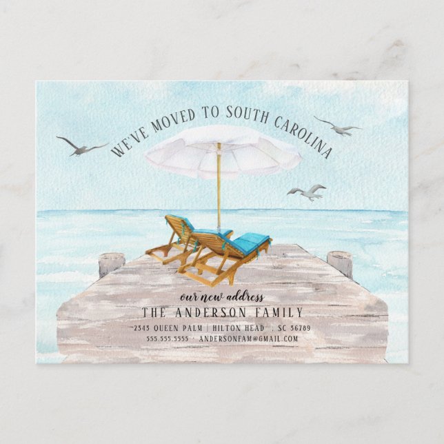 Tropical Sea Moving Announcement Postcard (Front)