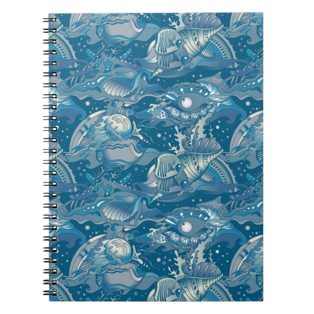 Tropical Sea Pattern Spiral Notebook (Front)