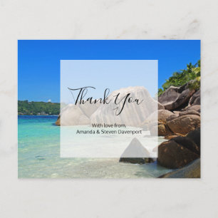 Tropical Sea Rocky Coastline Wedding Thank You Postcard