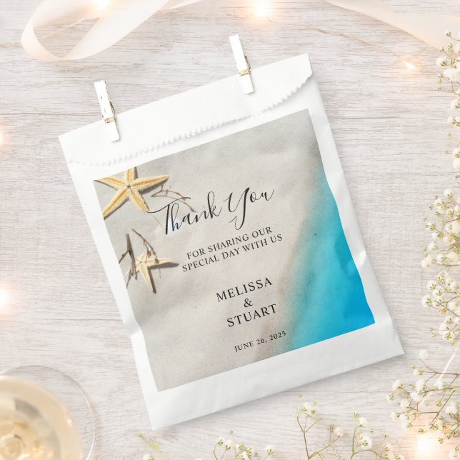Tropical sea sand starfish beach Thank You wedding Favour Bags (Clipped)
