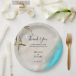 Tropical sea sand starfish beach Thank You wedding Paper Plate<br><div class="desc">Tropical sea sand starfish beach Thank You wedding paper plates.
You can add your own message,  names and wedding date to create very personal and unique plates.</div>