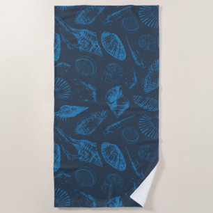 Tropical sea shells beach towel