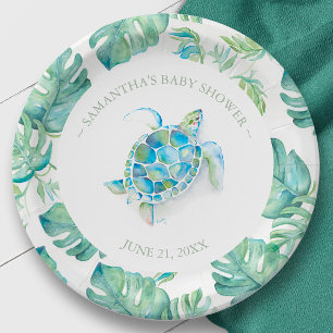 Tropical Sea Turtle Baby Shower Personalised Paper Plate