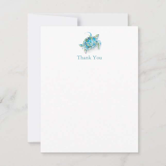 Tropical Sea Turtle Baby Shower Thank You Cards (Front)
