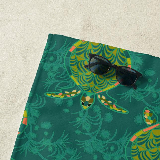 Tropical Sea Turtle Beach Towel (In Situ)