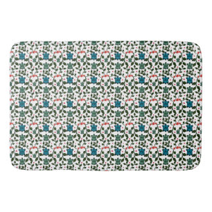 Tropical Sea Turtle Floral Pattern Coastal Ocean Bath Mat