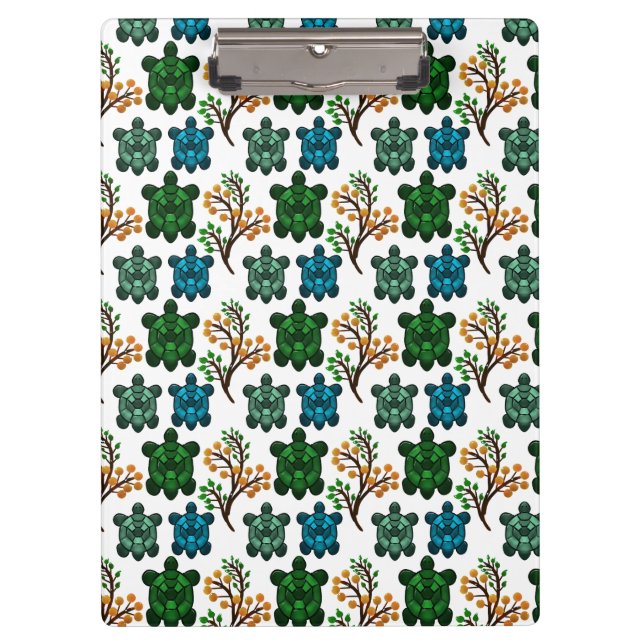 Tropical Sea Turtle Floral Pattern | Coastal Ocean Clipboard (Front)