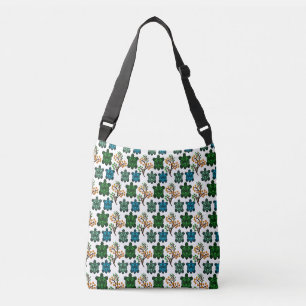 Tropical Sea Turtle Floral Pattern Coastal Ocean Crossbody Bag