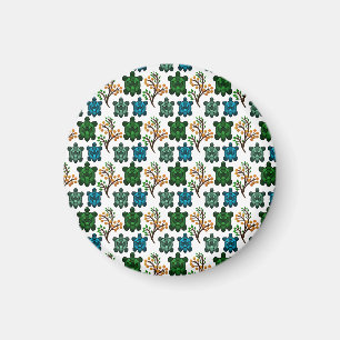 Tropical Sea Turtle Floral Pattern Coastal Ocean Magnet