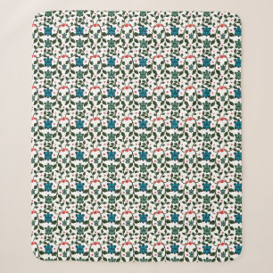 Tropical Sea Turtle Floral Pattern Coastal Ocean Sherpa Blanket
