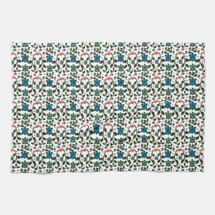 Tropical Sea Turtle Floral Pattern   Coastal Ocean Tea Towel