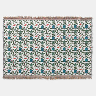Tropical Sea Turtle Floral Pattern Coastal Ocean Throw Blanket
