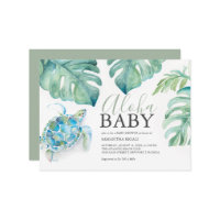 Tropical Sea Turtle Monstera Leaves Baby Shower