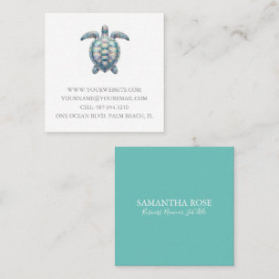 Tropical Sea Turtle Square Business Card