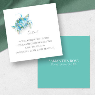 Tropical Sea Turtle Square Business Card