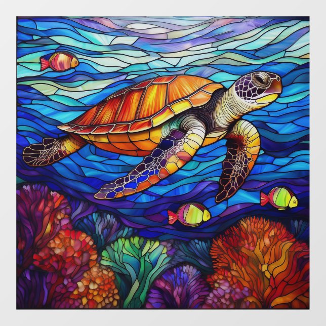 Tropical Sea turtle Stained glass art (Sheet)
