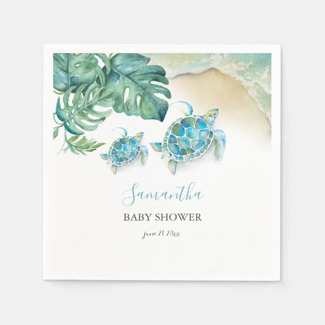 Tropical Sea Turtle Watercolor  Napkin (Front)