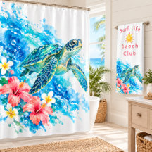 Tropical Sea Turtle Watercolor