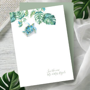 Tropical Sea Turtle Wedding Thank You Cards
