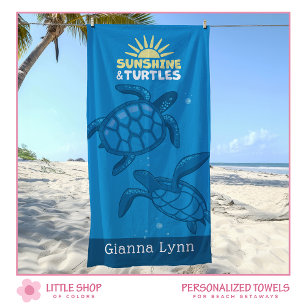 Tropical Sea Turtles Personalized Beach Towel