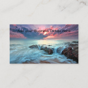 Tropical Sea Wave Beach Colourful Sunset Business Card
