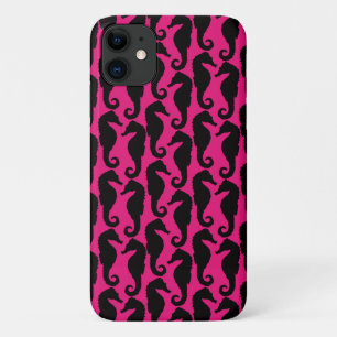 Tropical Seahorse Silhouettes - Black Pink Case-Mate iPhone Case