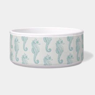 Tropical Seahorses, Seahorse Pattern - Blue Grey