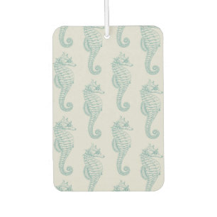 Tropical Seahorses, Seahorse Pattern - Blue Grey Car Air Freshener