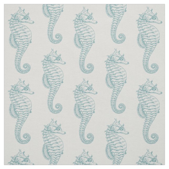 Tropical Seahorses, Seahorse Pattern - Blue Grey Fabric (Swatch)