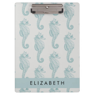 Tropical Seahorses, Seahorse Pattern, Your Name Clipboard
