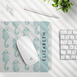 Tropical Seahorses, Seahorse Pattern, Your Name Mouse Pad