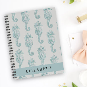 Tropical Seahorses, Seahorse Pattern, Your Name Notebook