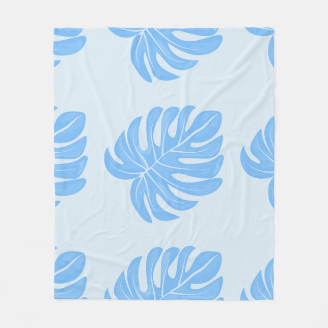 Tropical seamless ethnic pattern with exotic leave fleece blanket (Front)